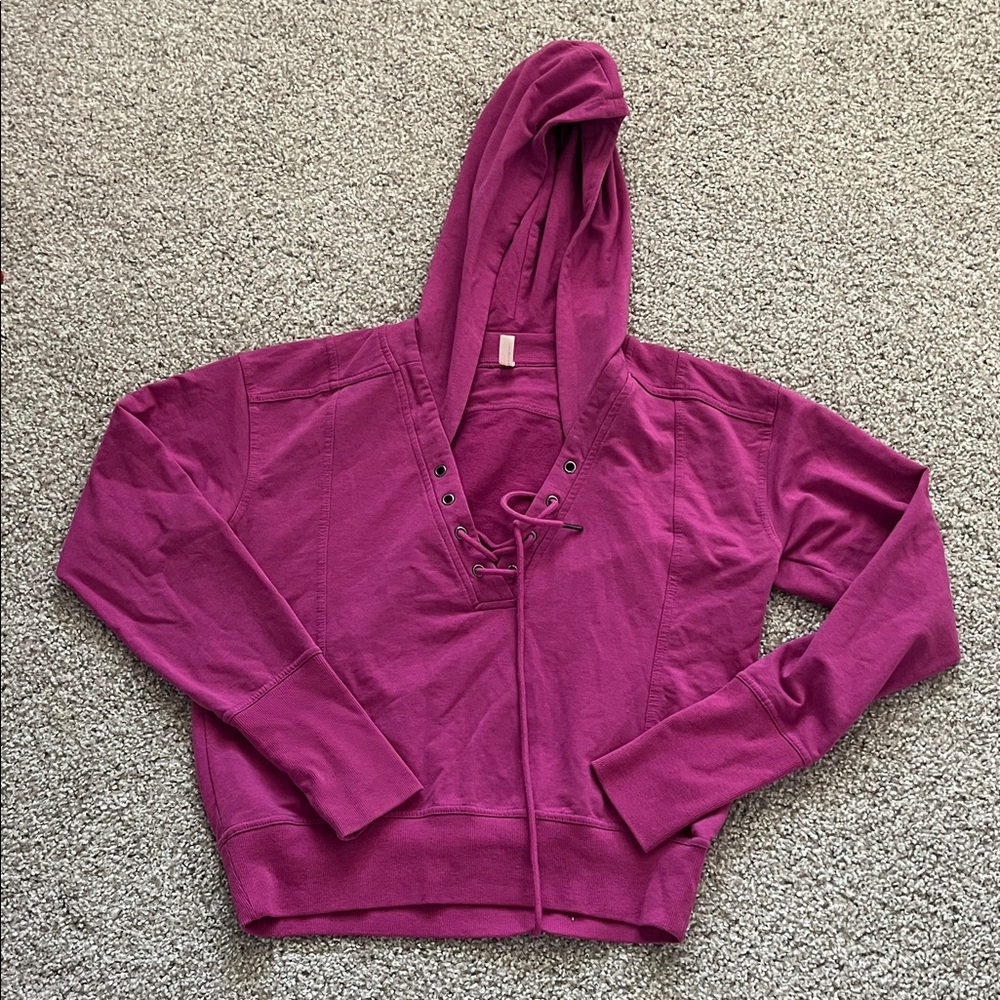 Free People Movement Magenta Believe It Lace Up Hoodie Size XS